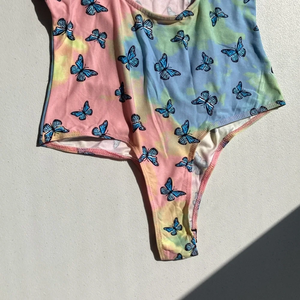 3/$12 Rue21 Butterfly tie dye print bodysuit w stretch criss cross casual boho - Picture 14 of 16